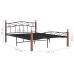 Estructura de cama metal y madera maciza de roble 140x200 cm