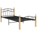 Estructura de cama madera maciza de roble metal negro 90x200 cm