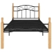 Estructura de cama madera maciza de roble metal negro 90x200 cm