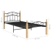 Estructura de cama madera maciza de roble metal negro 90x200 cm