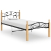 Estructura cama sin colchón metal madera roble negro 100x200 cm