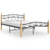 Estructura de cama madera maciza roble metal negro 140x200 cm