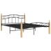 Estructura de cama madera maciza roble metal negro 140x200 cm