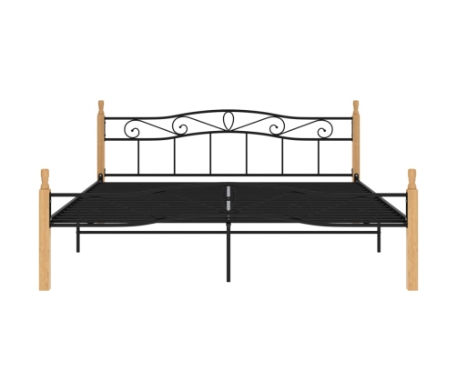 Estructura cama sin colchón metal madera roble negro 180x200 cm