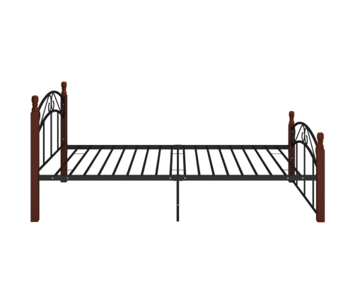 Estructura de cama metal y madera maciza de roble 120x200 cm