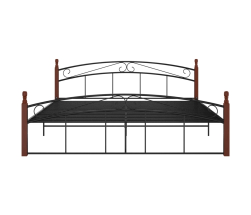 Estructura cama sin colchón metal madera roble negro 180x200 cm