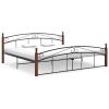 Estructura cama sin colchón metal madera roble negro 200x200 cm