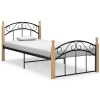 Estructura cama sin colchón metal madera roble negro 90x200 cm