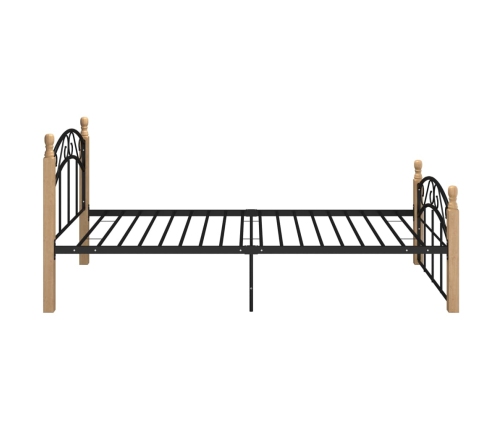 Estructura cama sin colchón metal madera roble negro 90x200 cm