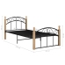 Estructura cama sin colchón metal madera roble negro 90x200 cm