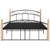 Estructura cama sin colchón metal madera roble negro 140x200 cm