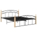 Estructura cama sin colchón metal madera roble negro 140x200 cm