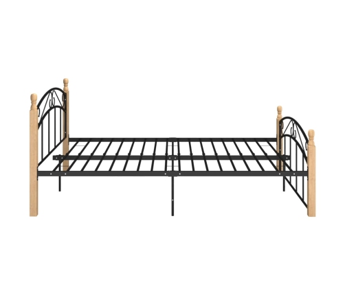 Estructura cama sin colchón metal madera roble negro 140x200 cm