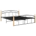 Estructura de cama metal y madera maciza de roble 160x200 cm