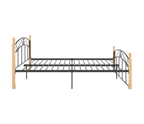 Estructura de cama metal y madera maciza de roble 160x200 cm