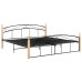 Estructura cama sin colchón metal madera roble negro 180x200 cm