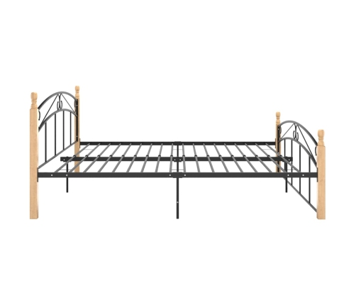 Estructura cama sin colchón metal madera roble negro 180x200 cm