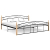 Estructura cama sin colchón metal madera roble negro 200x200 cm