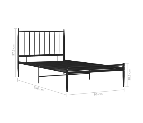 Estructura de cama sin colchón metal negro 90x200 cm