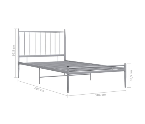 Estructura de cama sin colchón metal gris 100x200 cm