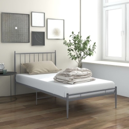 Estructura de cama sin colchón metal gris 100x200 cm