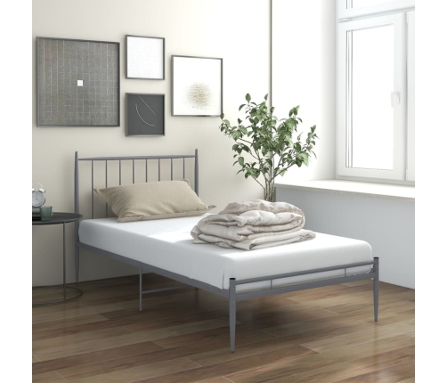 Estructura de cama sin colchón metal gris 100x200 cm