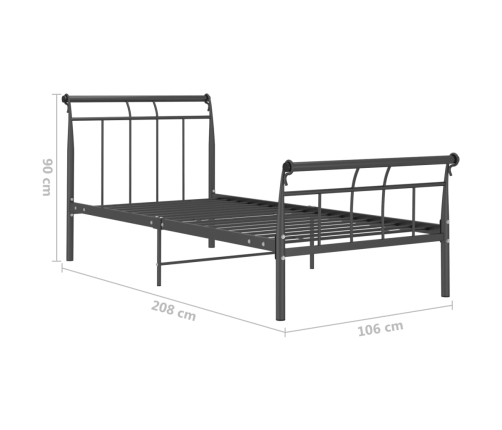 Estructura de cama sin colchón metal negro 100x200 cm