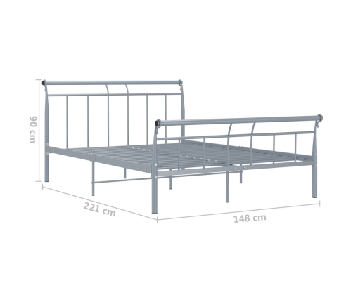 vidaXL Estructura de cama de metal gris 140x200 cm