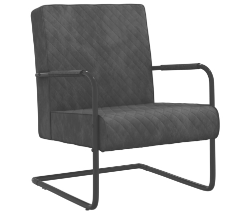 Silla voladiza de terciopelo gris oscuro