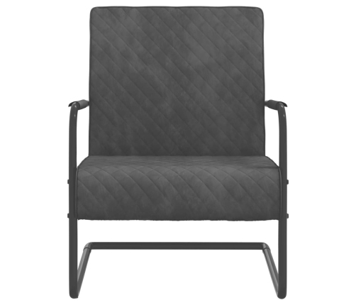 Silla voladiza de terciopelo gris oscuro