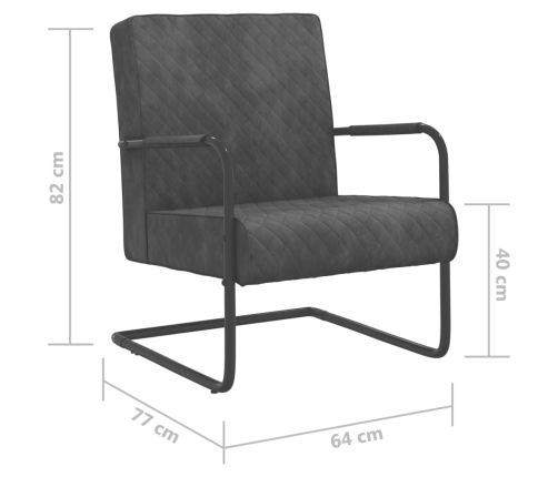 Silla voladiza de terciopelo gris oscuro