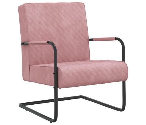 Silla voladiza de terciopelo rosa