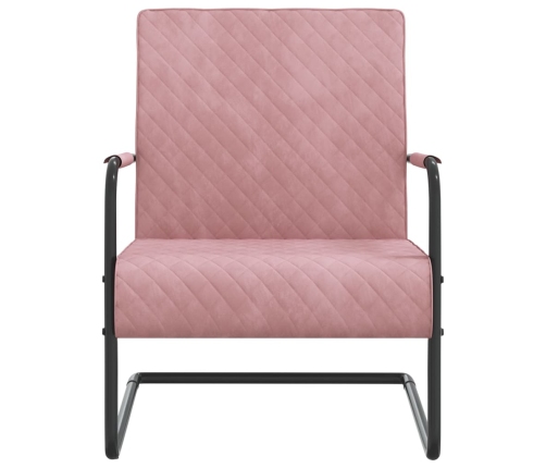 Silla voladiza de terciopelo rosa