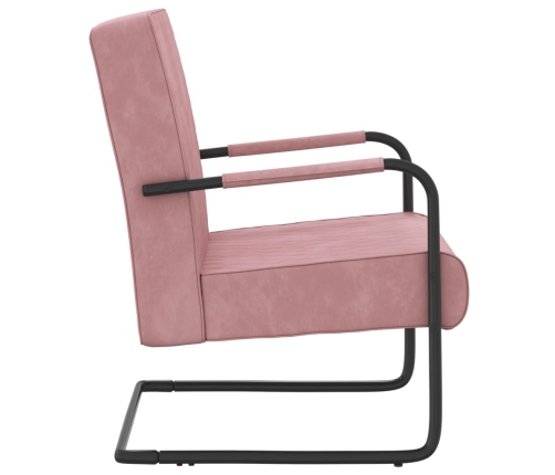 Silla voladiza de terciopelo rosa