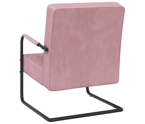 Silla voladiza de terciopelo rosa