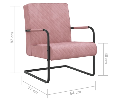 Silla voladiza de terciopelo rosa