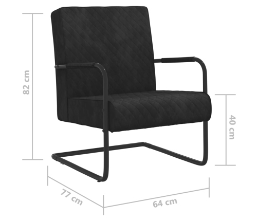 Silla voladiza de terciopelo negro