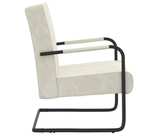 Silla voladiza de terciopelo blanco crema