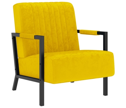 Sillón de terciopelo amarillo mostaza