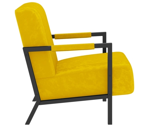 Sillón de terciopelo amarillo mostaza