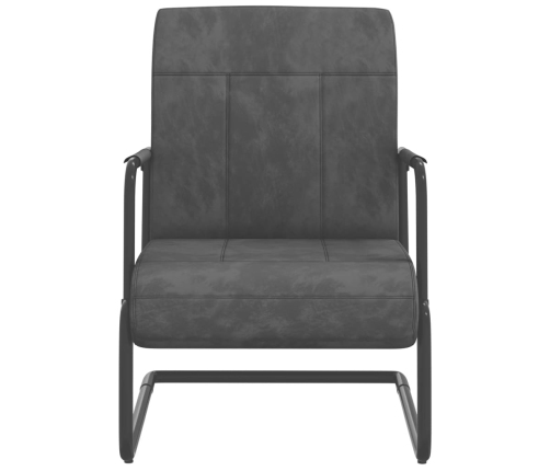 Silla voladiza de terciopelo gris oscuro