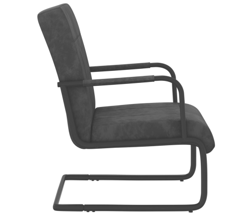 Silla voladiza de terciopelo gris oscuro