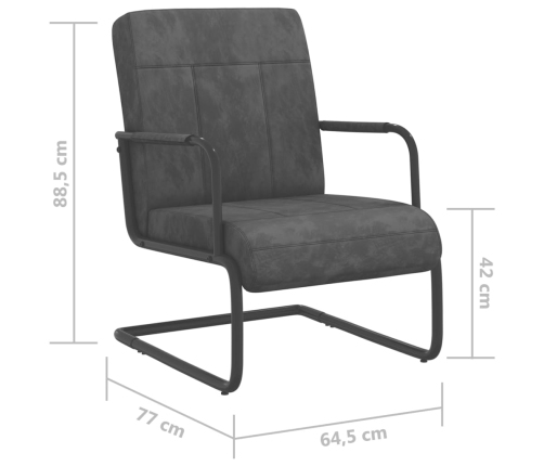 Silla voladiza de terciopelo gris oscuro