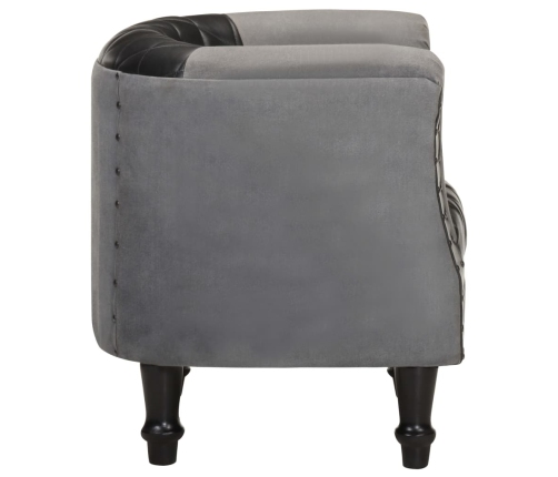 Sillón cúbico de cuero auténtico y madera maciza mango negro