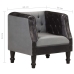 Sillón de cuero auténtico y madera maciza de mango negro