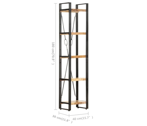 vidaXL Estantería de 5 niveles madera maciza mango 40x30x180 cm