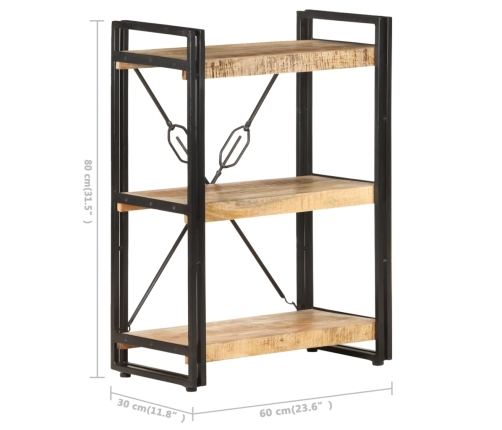 Estantería de 3 niveles de madera maciza de mango 60x30x80 cm