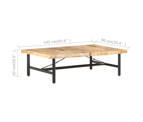 Mesa de centro de madera maciza de mango 142x90x42 cm