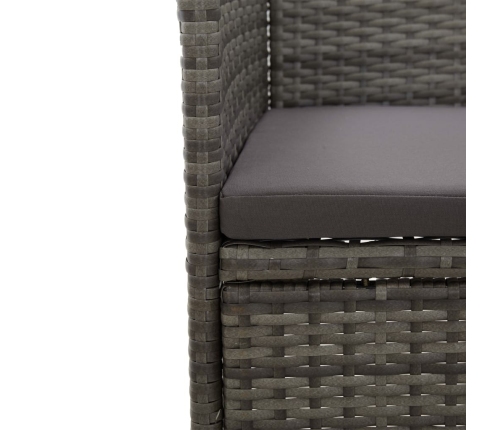 Muebles de jardín 3 piezas ratán sintético y vidrio gris