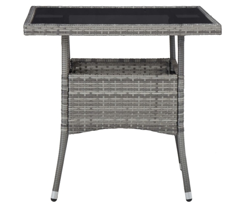 Muebles de jardín 3 piezas ratán sintético y vidrio gris